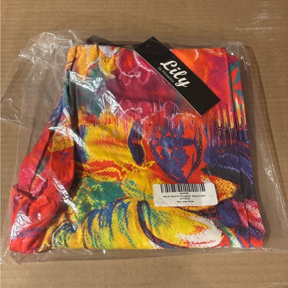 Colorful Floral Women's Leggings, Lily by Firmiana - Picture 9 of 10